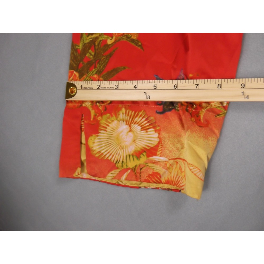 Natori Jacket Womens Large Red Yellow Floral Satin Kimono Asian‎ Style Button Up - Picture 4 of 6